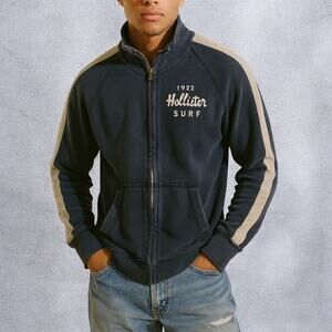Vintage Y2K Hollister Surf Navy Blue Full Zip Up Jacket Medium